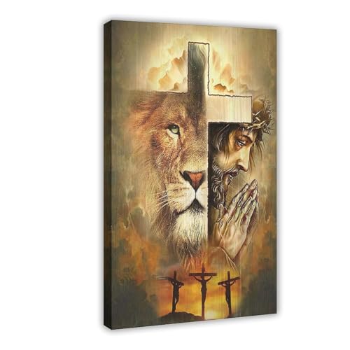 Toile Lion de Juda impression haute définition œuvre d'art chrétienne 50x75