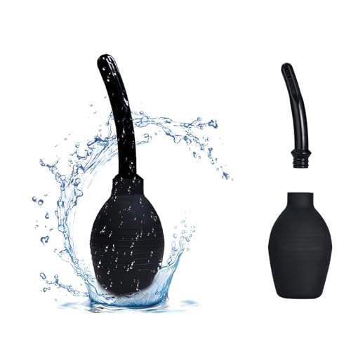 dinghaole 310ML Anal Douche Enema Bulb Vaginal Douche Enema Cleaner, Silicone Washing Cleaning Douche Kit, Comfortable Washing Cleaning Enema Douche Kit (Black)