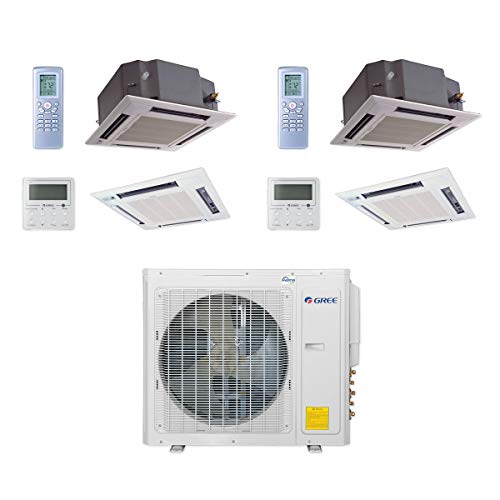 Gree MULTI30CCAS205-30,000 BTU Multi21+ Dual-Zone Ceiling Cassette Mini Split Air Conditioner Heat Pump 208-230V (12-18)