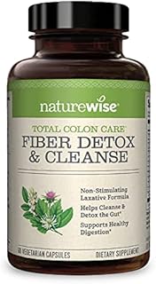 NatureWise Total Colon Care Fiber Cleanse with Safe Herbal Laxatives, Prebiotics, & Digestive Enzymes for Healthy Elimination, Safe Digestion & Weight, Detox, & Gut Health [1 Month Supply - 60 Count]