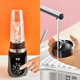 Tefal Blend Up mini mikser 1000 W, 8 automatycznych programów, ostrza Powelix, automatyczny tryb czyszczenia, kompaktowy, lekki, tryb cichy, w zestawie butelki On-the-Go (400/700 ml), szary, BL19JEF0