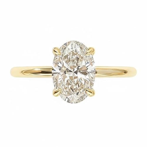 SLIACETE Oval Lab-Grown Diamond Solitaire Ring