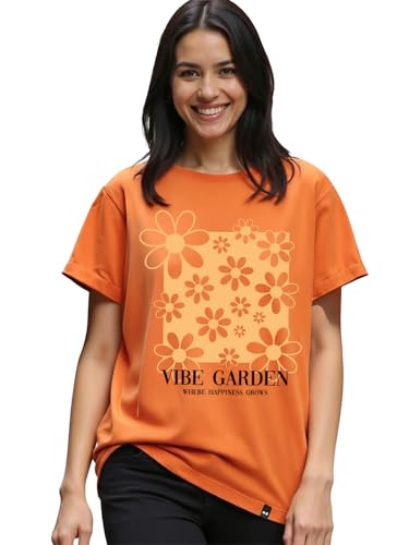 Image of Bewakoof Women's Graphic Printed 100% Cotton T-Shirt - Boyfriend Fit, Round Neck, Half Sleeve