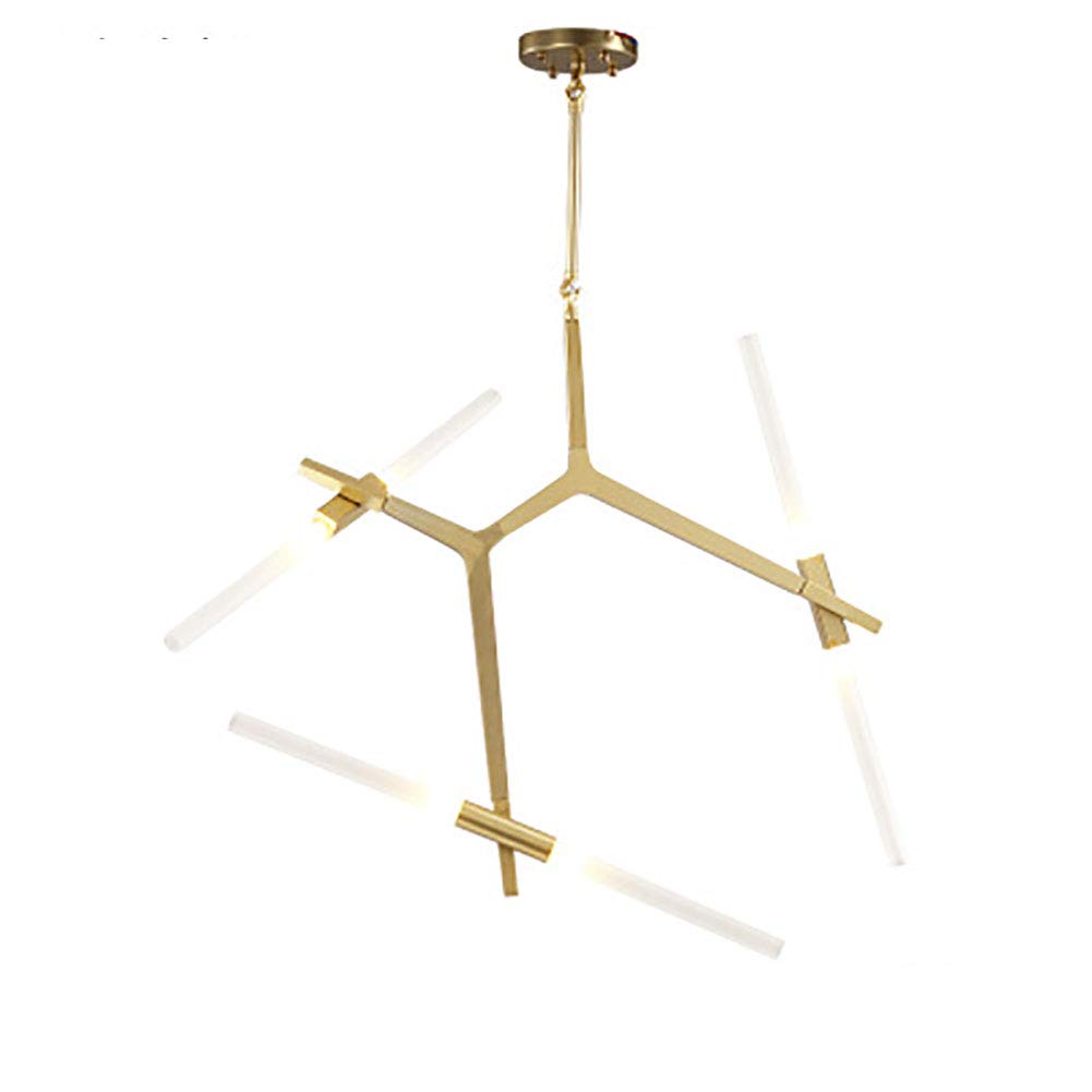 SYAXVOM G9 Modern Branch Chandelier,Industrial Style Herringbone Tube Chandelier,for Dining Room Living ht Fittings-Golden. 6 Heads