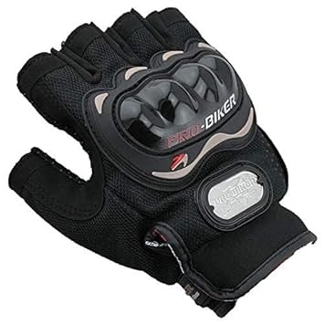 Leosportz Men’s Tactical Motorcycle Gloves – Fingerless Riding Gloves with Hard Knuckle Armor, Anti-Slip Palm, Breathable & Durable Free Size for Cycling, Motorsports, Outdoor Sports – Black (Black)