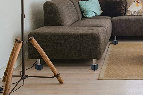 Duracasa 5 Inch Bed Risers - Fits Huge 5.5 Inch Bed Or Furniture Post, Creates An Additional 5 Inches Of Height Or Storage! Heavy-Duty Table, Chair, Desk Or Sofa Riser (4, 5 Inch Black) #TOP6