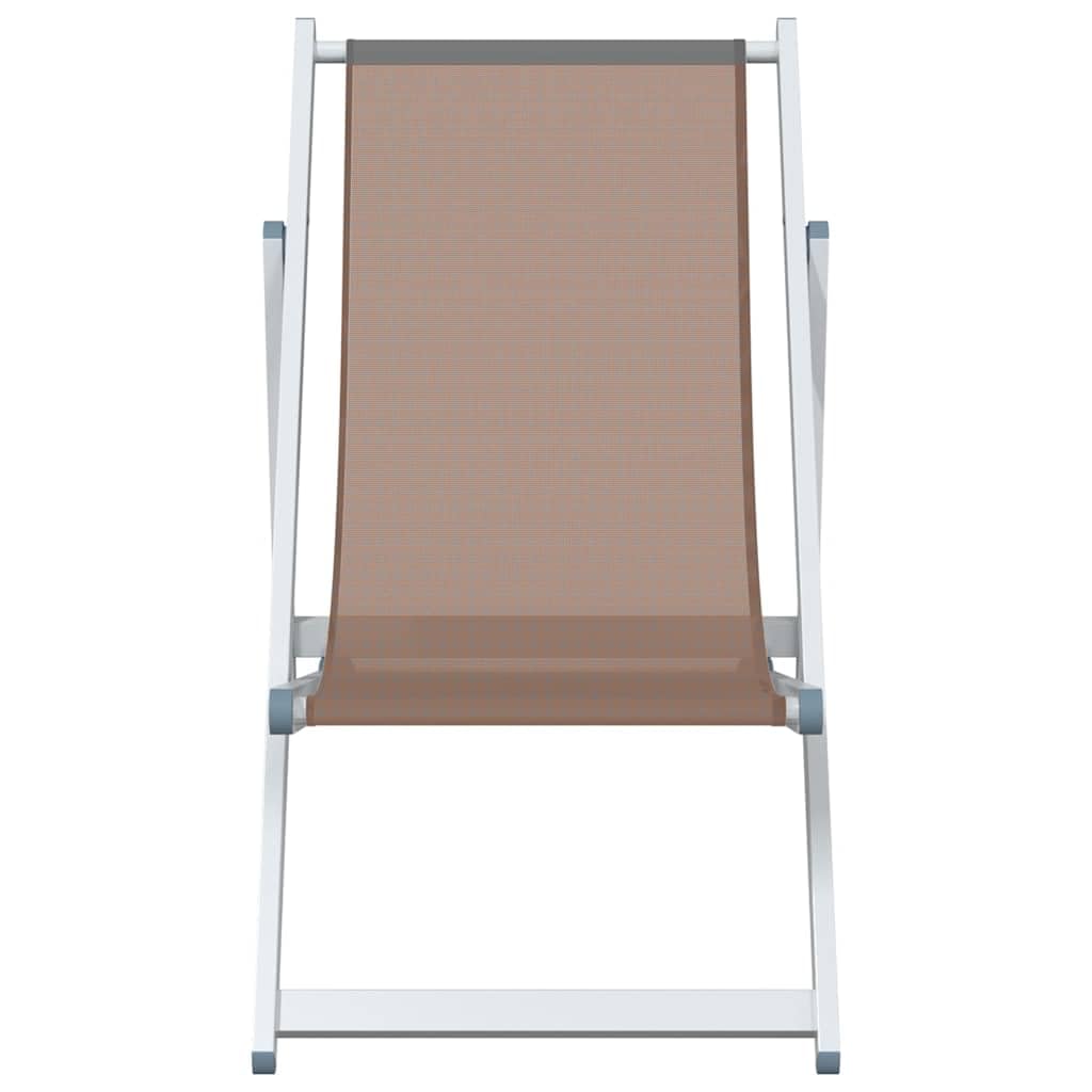 Składane krzesła plażowe 2 szt brąz, aluminiowa rama i textilene, 3 pozycje, do 110 kg na siedzisko