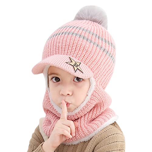 Baby Toddler Winter Hat Scarf Set Pom Girls Boys Kids with Fleece Lined 𝐁eanie Snow Hat Knitted Hood Earflap Cap