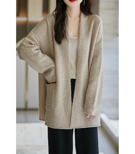 Knitted Sweater Cardigans Women's Open Front Coat 100% Merino Wool with Pockets Jacket Oversized2