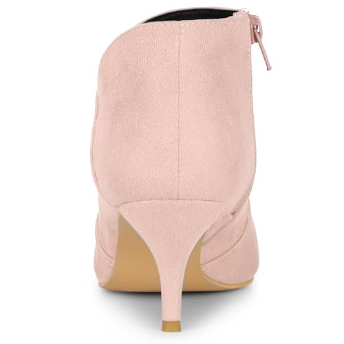 Allegra K Allegra K Women's Pointed Toe Kitten Heel Cutout Dust Pink Ankle Boots 6.5 M US