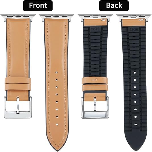 Image of BINLUN Leather Silicone Bands Compatible with Apple Watch 38mm 40mm 41mm 42mm 44mm 45mm 46mm 49mm Sweatproof Replacement Strap for iWatch 11 /10 /9 /8 /7 /6 /5 /4 /3 /2 /1 /Ultra /SE Men Women