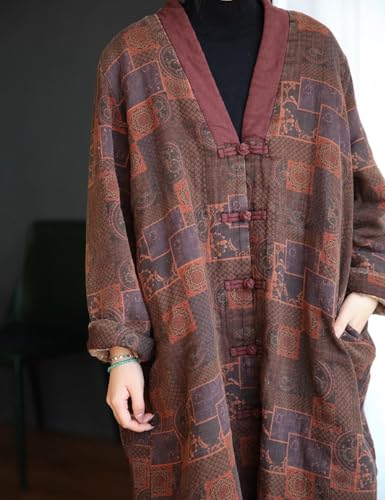 NFYM Womens Knee Length Quilted Kimono Jackets Winter Warm Soft Cotton Printed Boho Vintage Loose Outwear Coats2