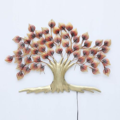 Image of Metal Tree Wall Art Wall Hanging Multicolour Wall Decor Perfect for Living Room, Home, Bedroom Office, Hotel (Without LED)