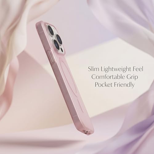 Image of amazon basics Luxury Paper Thin Case Cover for iPhone 15 Pro | Matte Finish | Compatible with magsafe | (Pink, iPhone 15 Pro)