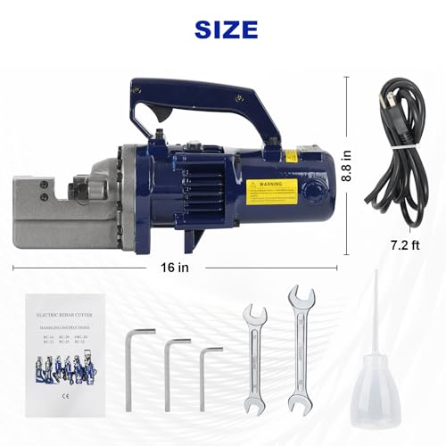 Rebar Cutter, Haoguo 1350W Portable Electric Hydraulic Rebar Cutter to Cut Rebar from 3/20\" (4 Mm) #3 to 7/8\" (22 Mm) #7 Grade 60 within 4.5s (1350w Rc-22)