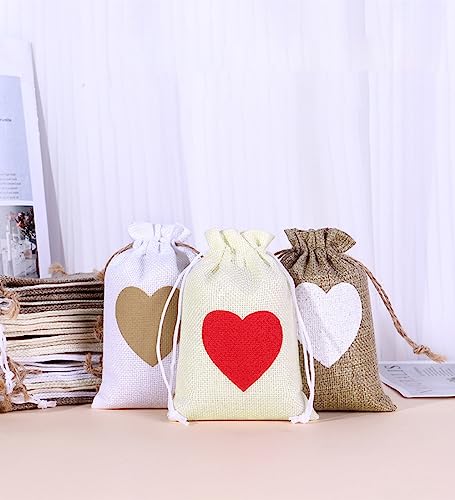 Pack of 10 Jute Gift Bags, Small Fabric Bags, Love Bag Bag, Jute Bags with Drawstring, Advent Calendar Bags - Image 3
