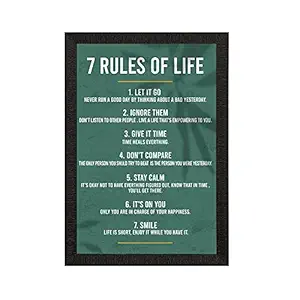 eCraftIndia 7 Rules of Life Motivational Quotes Painting Digital Printed Wall Art - Inspirational Home Decor for Living Room, Office - Gift for Parents, Friends - Suitable for Birthday
