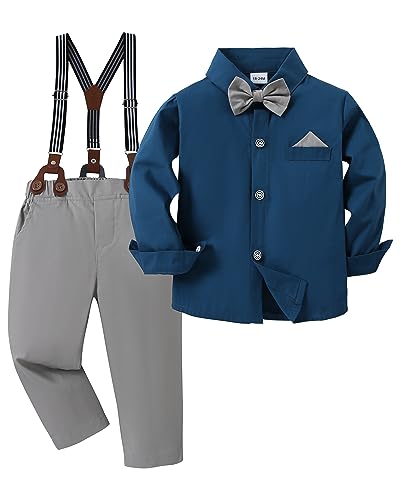 Image of DISAUR Baby Boy Clothes Suits Toddler Dress Shirt With Bowtie Suspender Pants Outfit Sets Gentleman Wedding 1-6 Years