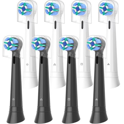 8 Stück Aufsteckbürsten Kompatibel mit Oral B iO Elektrische Zahnbürste Zahnbürste Aufsätze für iO 2 3 4 5 6 7 8 9 10 Series (4 Weiß+4 Schwarz)