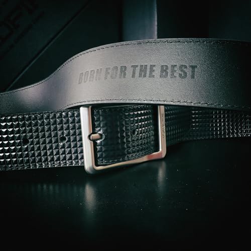 Ceinture décontractée en cuir noir pyramide idée cadeau