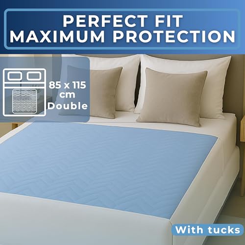2 x Easy Care Solutions Double Washable Bed Pad with Tucks | 85 x 115cm | Waterproof & Reusable Incontinence Underpad for Adults, Children & Pets | Soft, Durable, and Absorbent Bed Pad | - 2