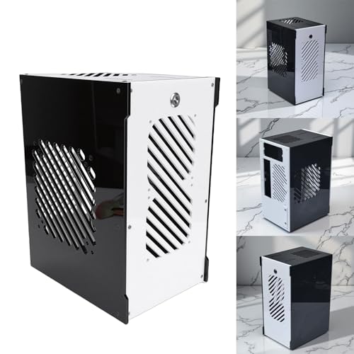 Gabinete PC Mini ITX Bewinner de 10,5 L con chasis acrílico portátil, compatible con fuentes SFX/SFX-L, soporta 4 SSD de 2,5" y GPU de hasta 180 mm, ventilación 360° para refrigeración óptima miniatura 5