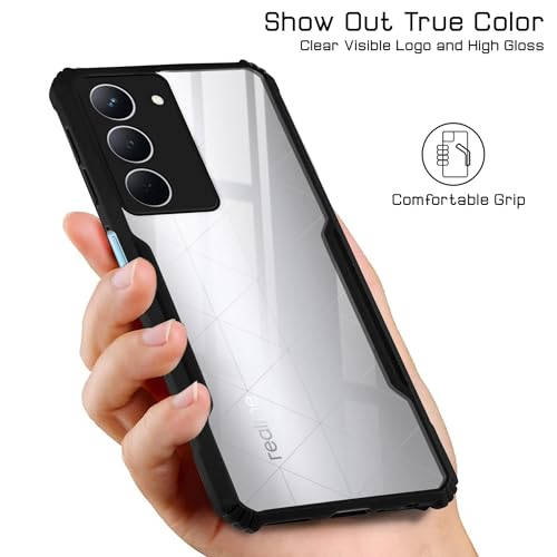 Image of Jkobi Back Case Cover for Realme P3x (Shockproof with Polycarbonate Clear Panel | Professional Black)