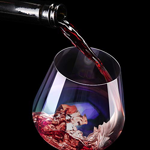 Cyimi Wine Glasses 22 Ounce Long Stem Red Wine White Wine Glass Set of 2 Hand Blown Crystal Glass Iridescent Luxury for Wedding Birthday Party Gifts