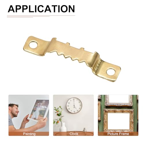 Image of DTGN 42mm Metal Saw Tooth Picture Photo Frame Hanger Clips - 20 Pcs - Clocks Paintings - Hanging Photo Frames - Golden
