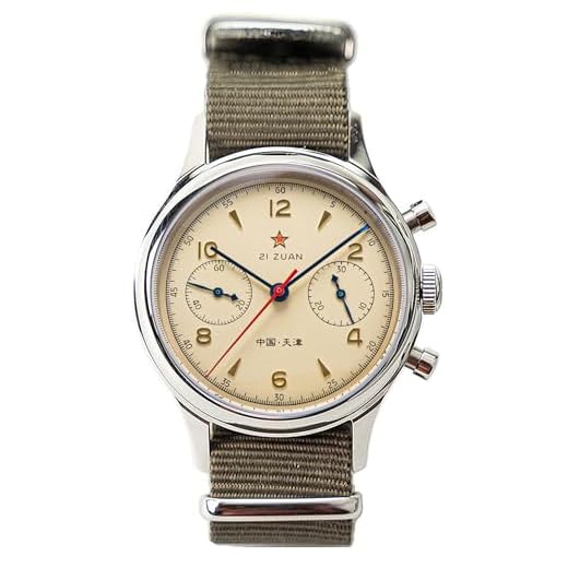 Seagull 1963 - Reloj cronógrafo de piloto para hombre, con cuello de cisne y correa de cuero marrón extra, ST1901, cristal de zafiro, SU1963TBNX, plata, Correa