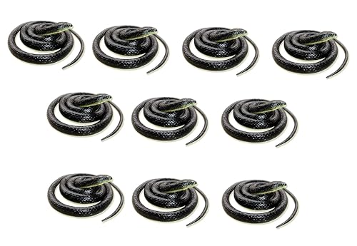 Image of KRySt Brown Lizard and Black Snake Combo Toys | Real Looking Rubber Lizard Toy | Original Look Chipkali Toy | Chipkali and Snake Prank Toys for Kids and Adults (Snake - 10 Nos.)