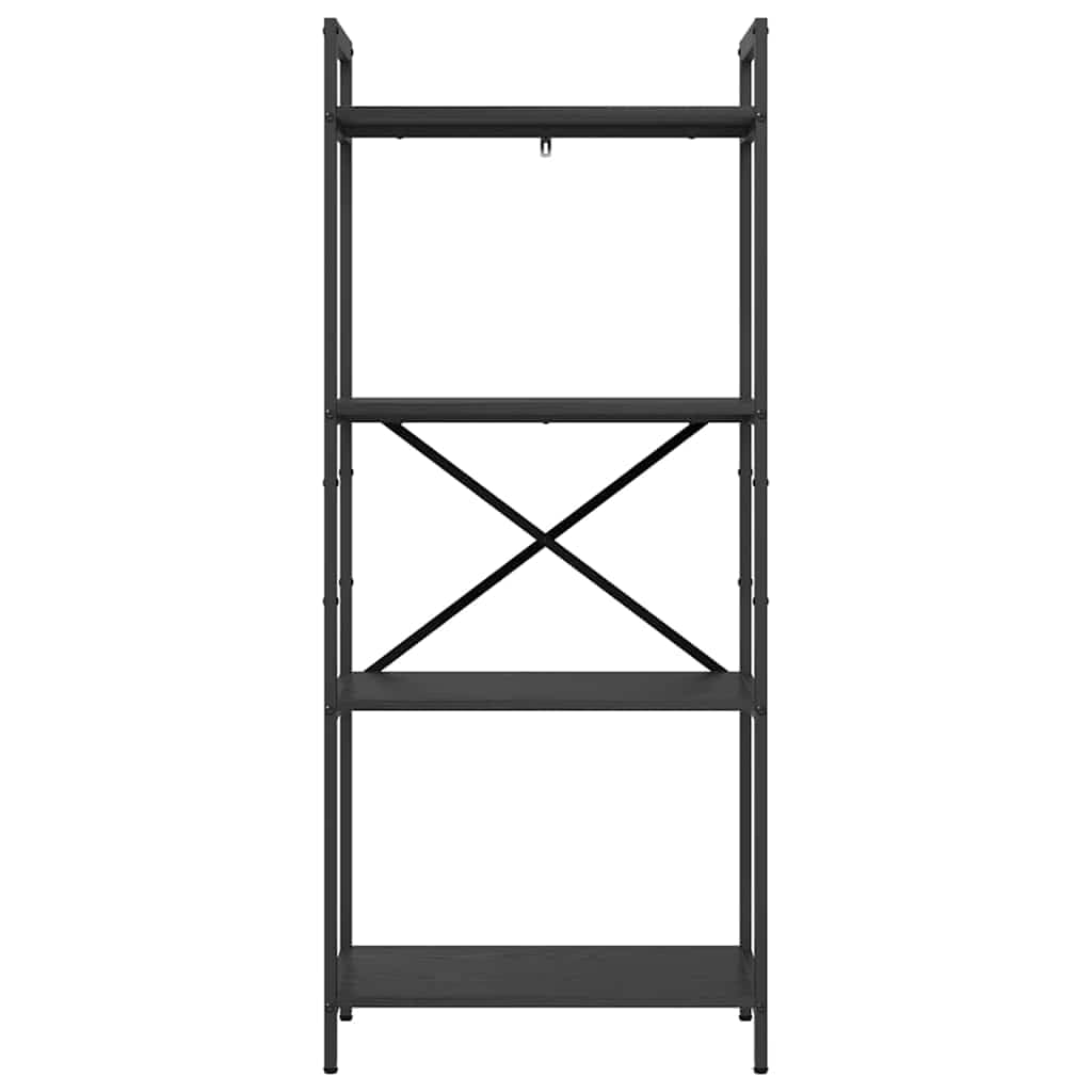 Regał na książki, 4 poziomy, 56 x 34 x 133,5 cm, materiał drewnopochodny ze stalową ramą, wolnostojący regał do salonu, gabinetu, biura, zajmuje mało miejsca i wytrzymały