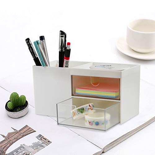 Citmage Desk Organizer Caddy with 5 Compartments Office Workspace Desktop Holder Plastic Stationery Storage Box for Pencils,Markers,Erasers,Pens (white_2) - Thumbnail 3