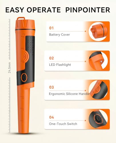 Image of SUNPOW Metal Detector Pinpointer for Adults & Kids - Waterproof Handheld Pin Pointer Wand - High Sensitivity 360 Detection - Easy to Use 2 Alert Modes - Treasure Pinpointing Finder Probe - OTMD12-C