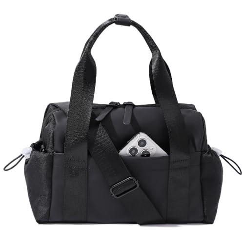 Small Gym Bag for Women, Mini Crossbody Gym Duffle Bag with Wet Compartment, Carry on Gym Tote Bag for Workout Dance Sport Travel (Mini-Black)