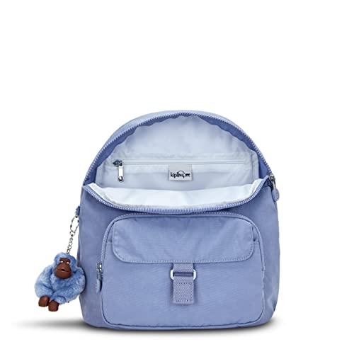 Kipling Women's Queenie, Adjustable Backpack Straps, Monkey Keychain, Key Clasp, Top Carry Handle, Silky Blue T, 10''L X 13.25''H X 6.25''D #TOP2