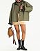 Lviefent Womens Contrast Collar Jacket Casual Button Down Long Sleeves Crop Trench Coat Outerwear with Pockets (ArmyGreen-M)