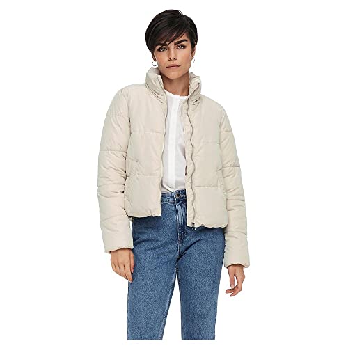 JDY Newerica Otw Noos-Chaqueta Acolchada Corta, Moonbeam/Detail:Silver Zipper, L para Mujer