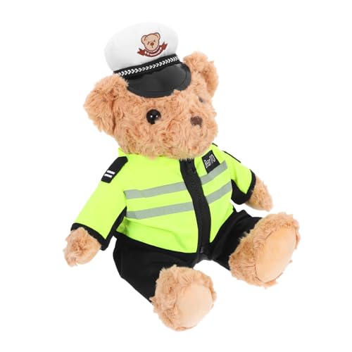 Beaupretty Oso de Peluche Suave y Esponjoso con Uniforme y Gorra Juguete Educativo para Niñas y Regalo de Cumpleaños para Bebés y Pequeños