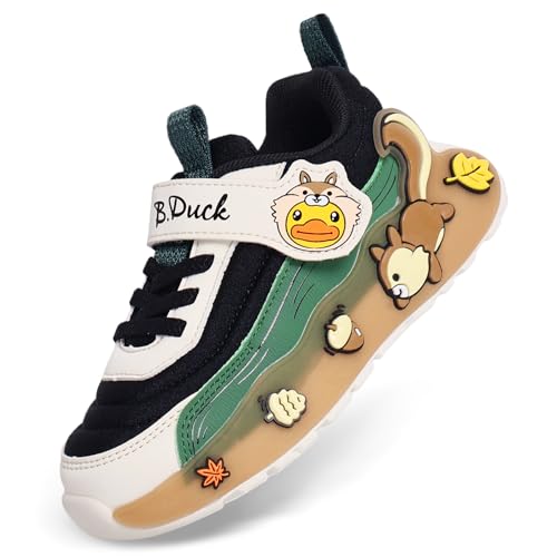 Toddler Shoes for Girl and Boy Kids Shoes Toddler Sneakers Girls Shoes [Cute Cartoon Squirrel] Toddler Running Shoes Toddler Sneakers for Toddler/Little Kid Black