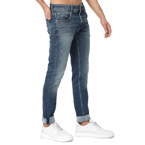 Image of Spykar Men's Kano Slim Fit Mid-Rise Jeans (Ankle Length)