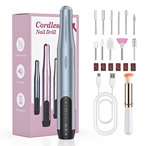 Torno para Uñas sin Cable Profesional, Lima Electrica Uñas, Pulidor de Uñas Tornos de Uñas, Velocidad Ajustable, Salón DIY