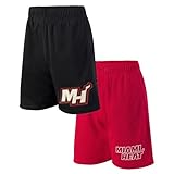 Ultra Game Youth NBA Official Super Soft 2 Pack Basketball Shorts Set, Miami Heat, Team Color, 7