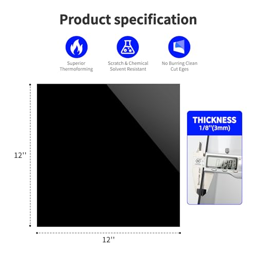 Image of Art3d (2 Pack) 1 /8 inch Thick Plexiglass Sheets in Black - 12 inchx12 inch Acrylic Sheets for Art Design,Craft Projects, Signs, DIY in Home, Wedding, Festival,Party,Office