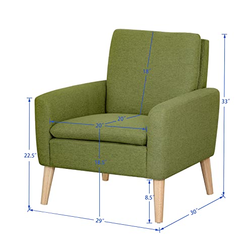 Lohoms Mid-Century Modern Fabric Accent Chair Single Sofa Comfy Upholstered Arm Chair Living Room Furniture (Green) #TOP6