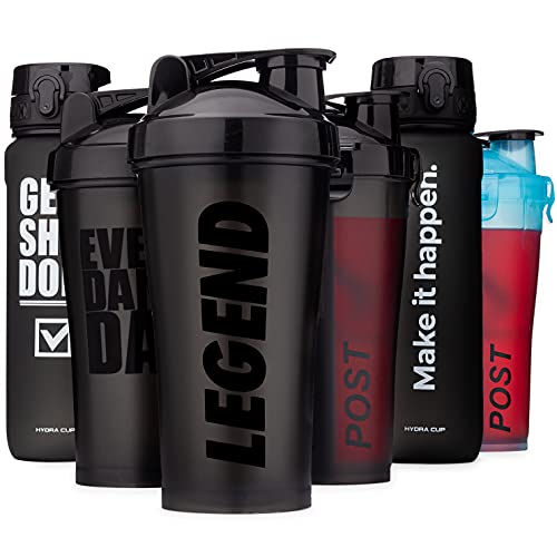Hydra Cup - [6 Pack] Shaker Bottle & Water Bottle Pack, Max Value Blender Pack, Protein Shaker Cups & Water Bottle with Timed Markers.