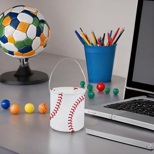Image of Baseball Easter Bucket Easter Basket for Kids Baby Storage Basket Cute Toy Storage Bin Organizer Shelf Book Basket Easter Room Decor(Baseball)