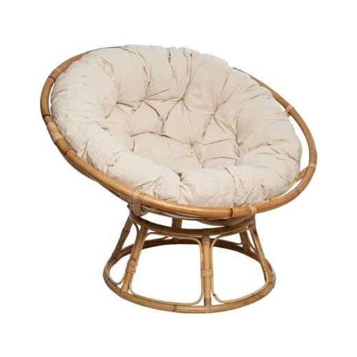 Atmosphera Créateur d'Intérieur - Fauteuil Seram en Rotin - Chaise Papasan Confortable avec Coussin - Intérieur et Extérieur - Mobilier de Jardin, Terrasse, Balcon, Salon