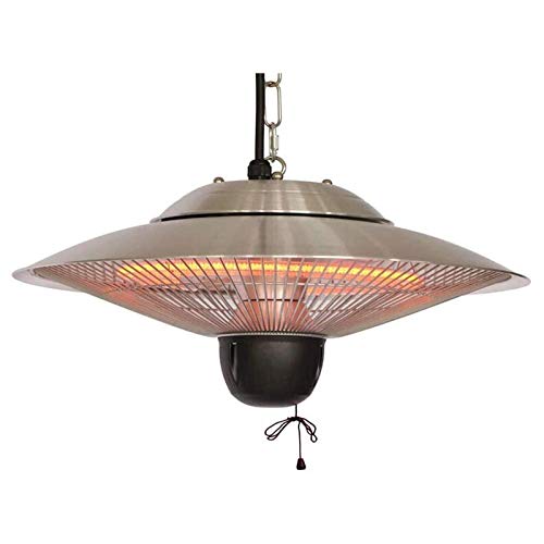 Elektrische Terrassenheizung mit Überhitzungsschutz, hängende Edelstahlheizung mit 1500 W, einstellbare Einstellungen für den Innen- und