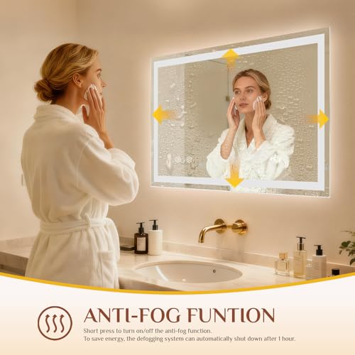 Clevich LED Badspiegel mit Beleuchtung 80x60 cm, Rechteckiger Wandspiegel – Ansicht 5